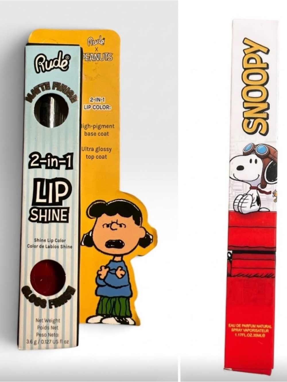 RUDE X Peanuts Lucy 2-in-1 Lip Shine in Crabby & Snoopy Fragrance